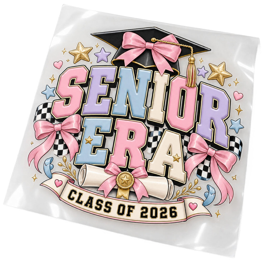 4 Pack Senior Era Class of 2026 DTF Transfers 10 Inch Graduation Decals