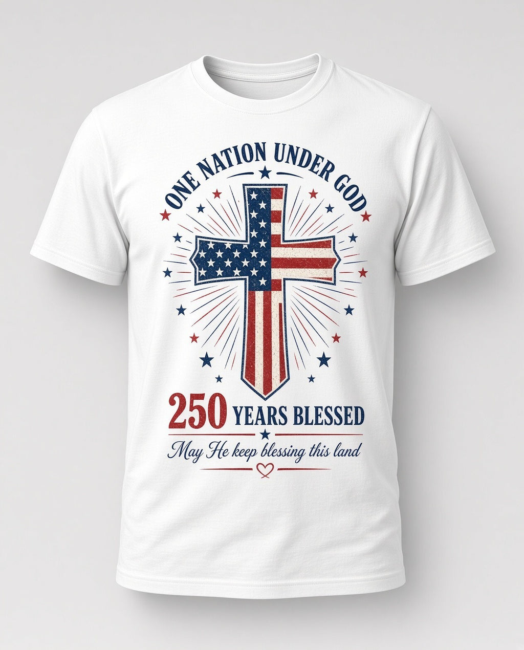 4pk 10" One Nation Under God Flag Cross 250 Years Blessed DTF Transfer Ready Pre