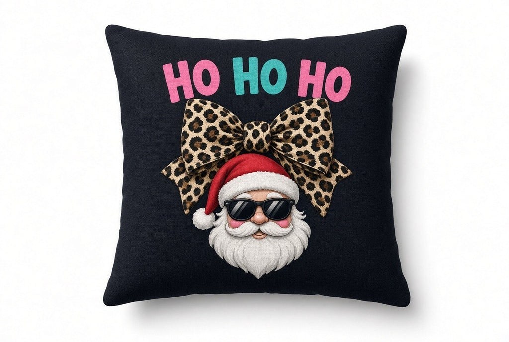 Ho Ho Ho Leopard Bow Santa DTF Transfer 4 Pack 10 Inch Christmas Ready To Press