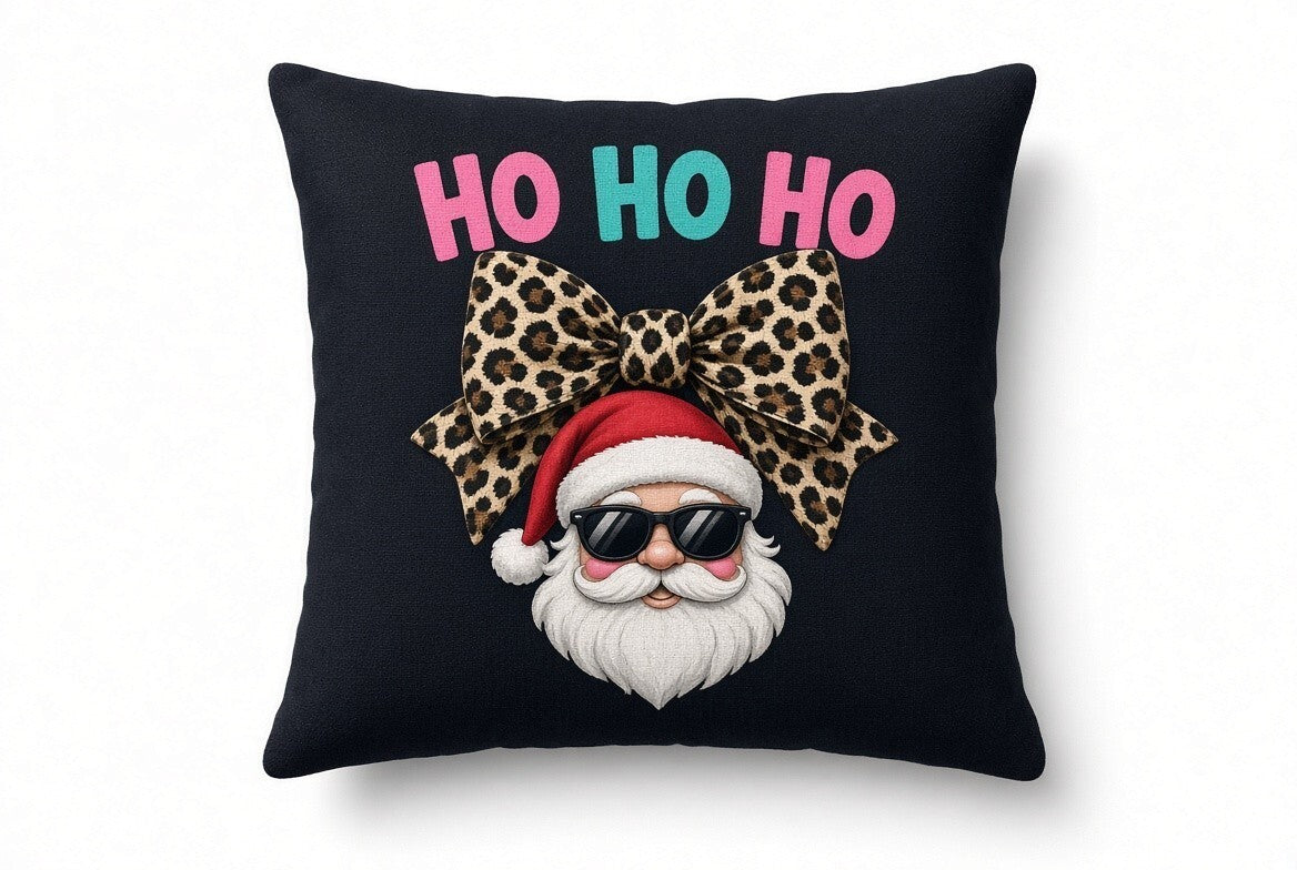Ho Ho Ho Leopard Bow Santa DTF Transfer 4 Pack 10 Inch Christmas Ready To Press