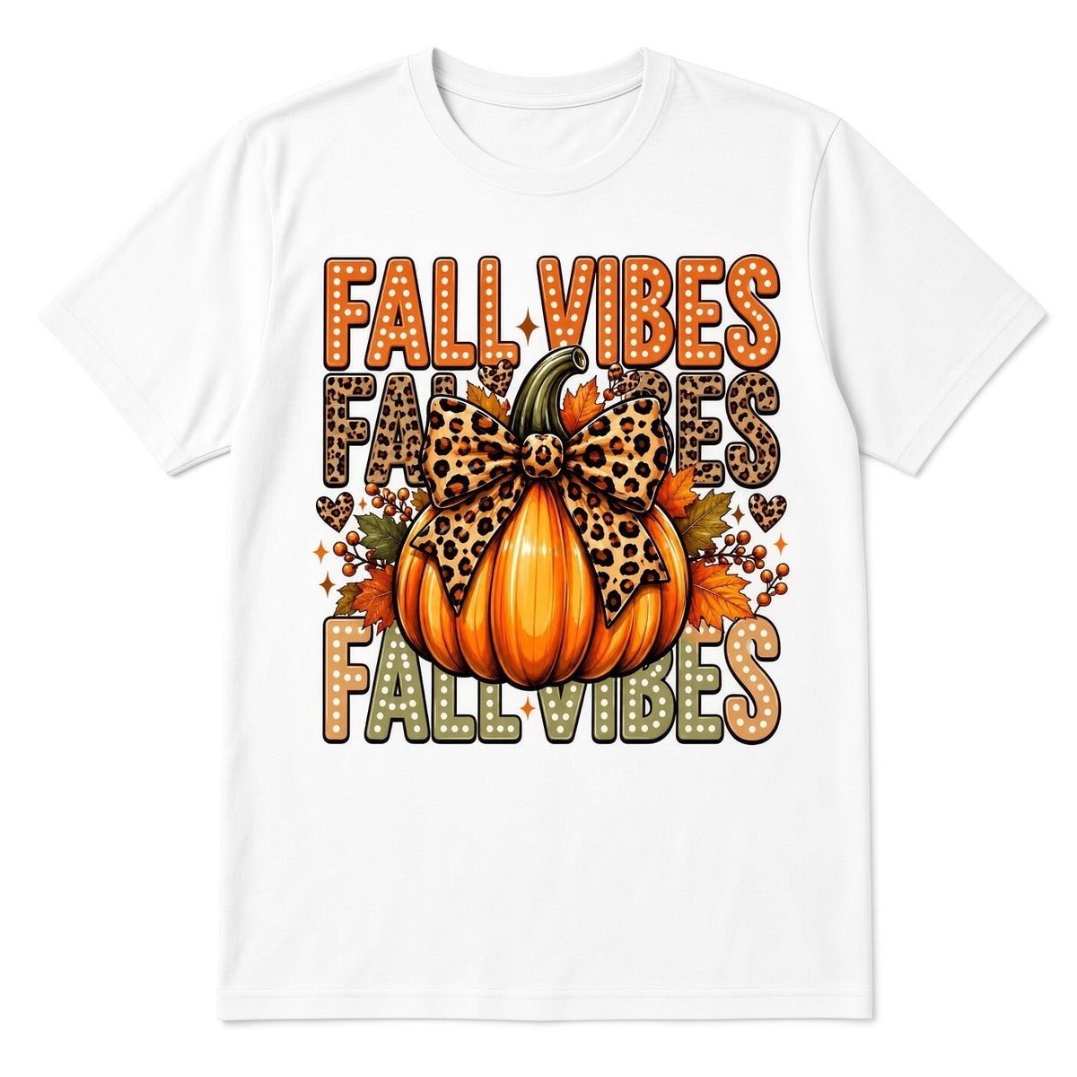 Fall Vibes DTF Transfer 10" Pk4 Leopard Bow Pumpkin Heat Press