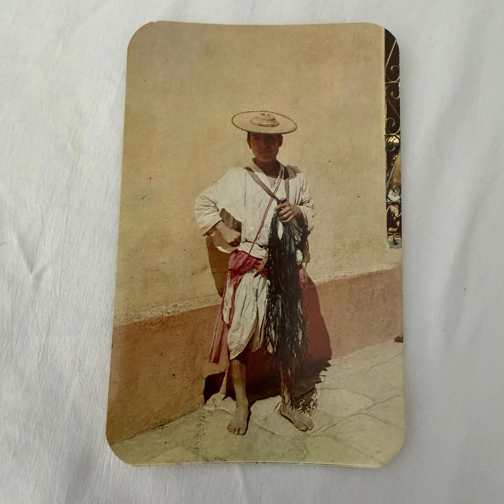 Vintage Mexico Postcard - Huixteco Native Man with Fish, Chiapas 1950s