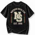Acid Wash Black Tee Northside Social Club NS Est 1996 Varsity Vintage Graphic