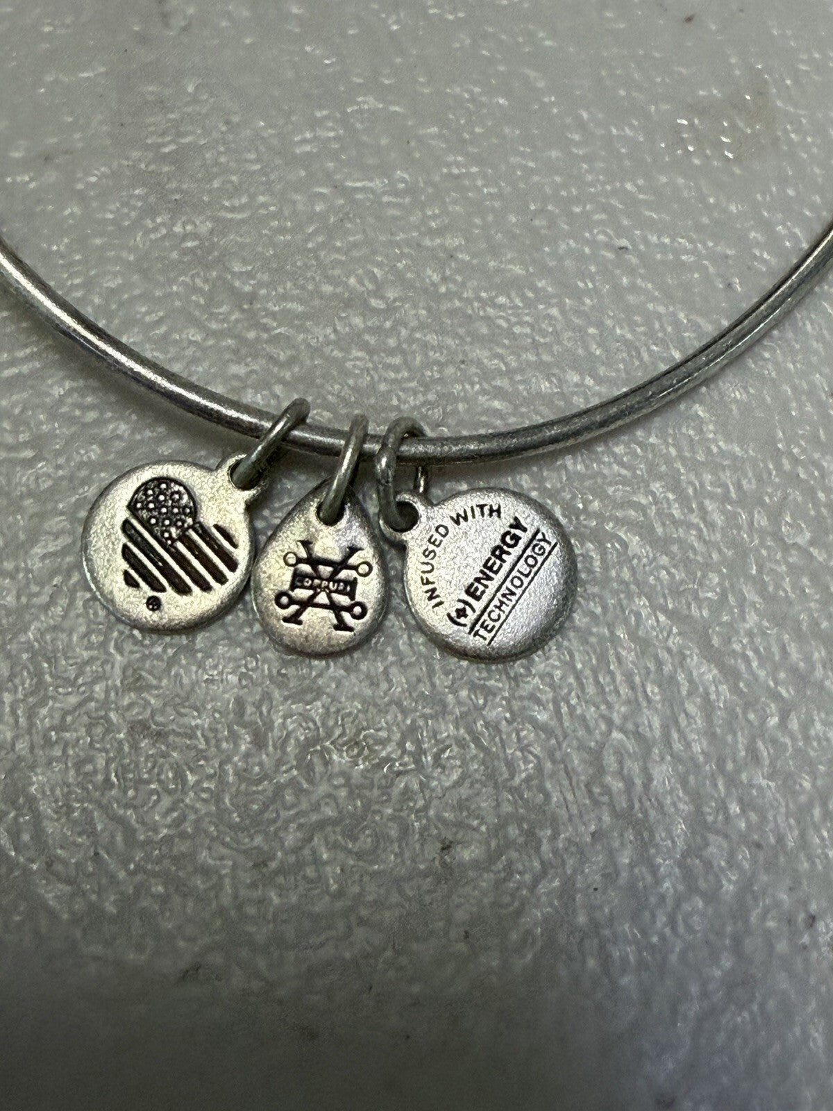 Alex and Ani Sister Charm Expandable Bangle Bracelet Silver Tone Friendship Gift