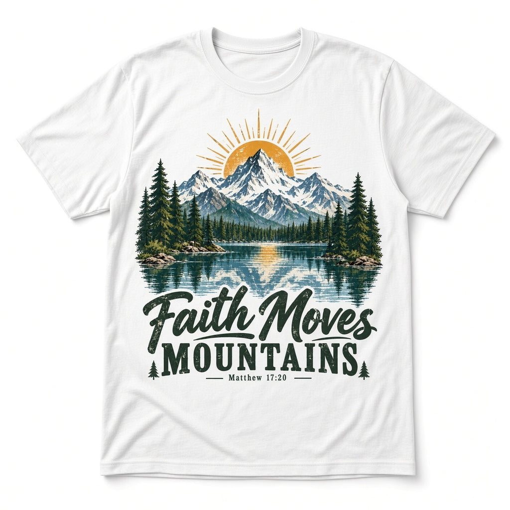 4 PCS DTF Transfer Faith Moves Mountains Matthew 17:20 Lake 10in Iron On