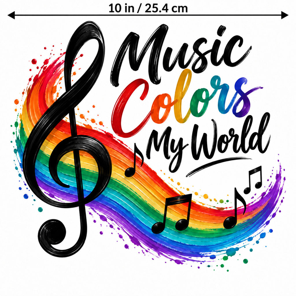 4PCS 10in Music Colors My World Rainbow DTF Transfers