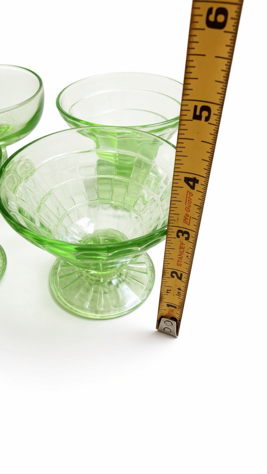 Vintage Green Glass Sherbet Dessert Cups Set of 4 Pedestal Mix Styles 1 Chip
