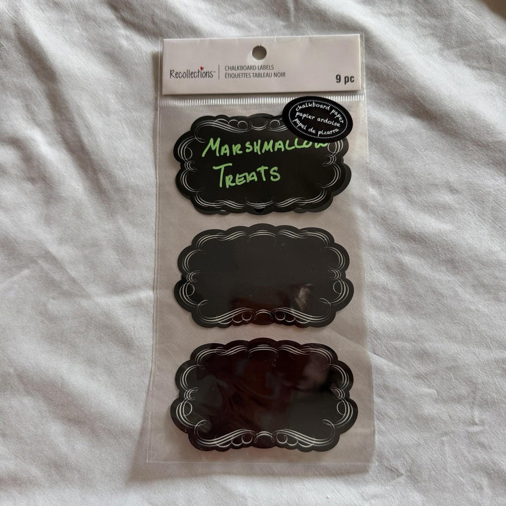 Recollections 9-Pack Scalloped Chalkboard Labels Black Ornate Frames for Jars