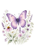 4pcs 10in Purple Butterfly Wildflower Watercolor DTF Transfer