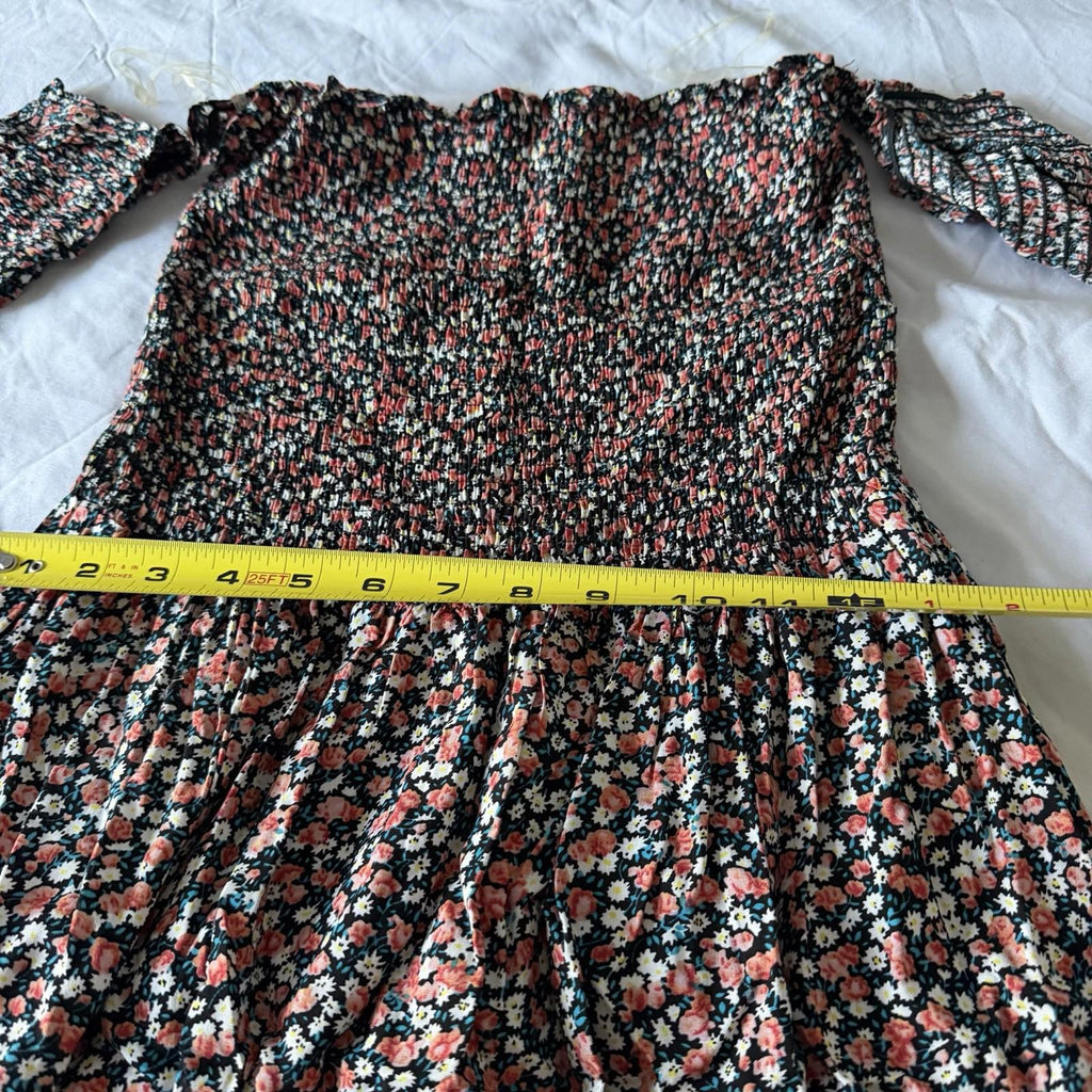 Blush BJ Floral Smocked Off-Shoulder Maxi Dress Size M Rayon Boho Floral