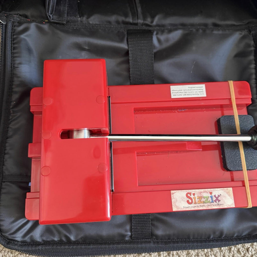 Sizzix Original Red Wheeled Carry Bag w/ Machine & Dies Lot