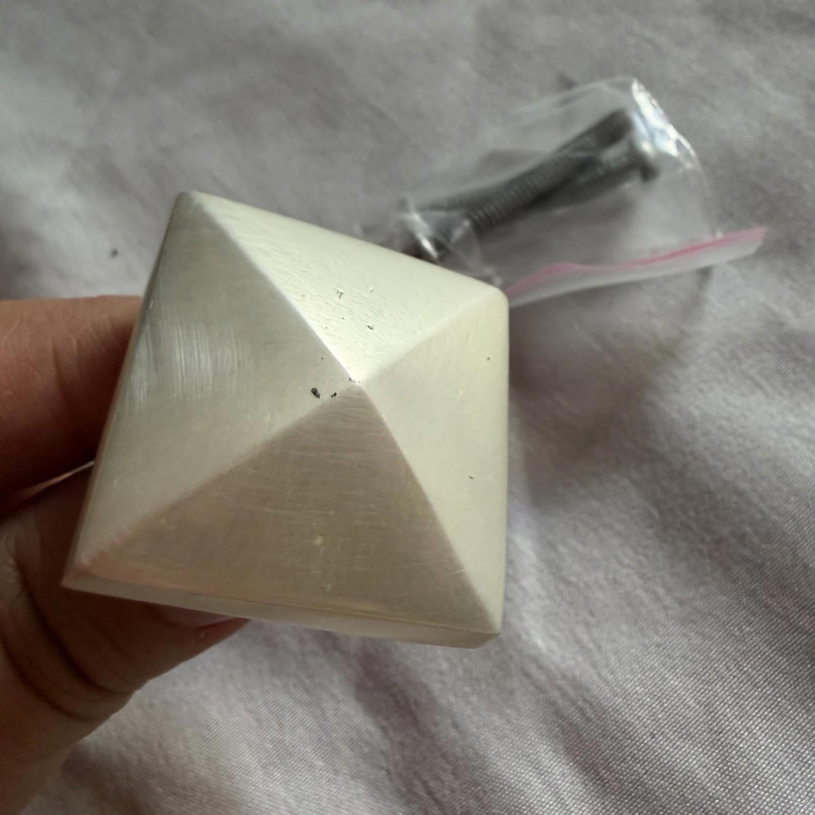 RH Pyramid Faceted Cabinet Knob - Brushed Nickel, New w/ Screw, India