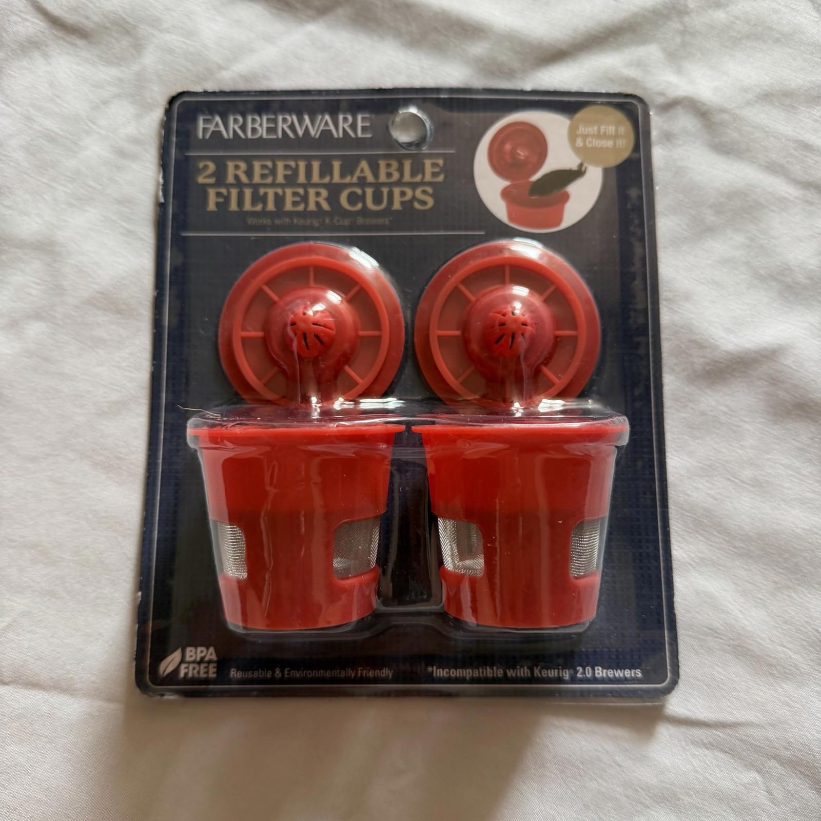 Farberware 2-Pack Reusable K-Cup Filter Cups for Keurig 1.0 Brewers, Red