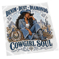 4 Pack Denim Dust Diamonds Cowgirl DTF Transfers 10 Inch Western Iron On