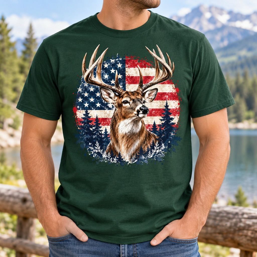 4pcs 10" Patriotic Deer Flag DTF PNG Hunting Iron On Transfer