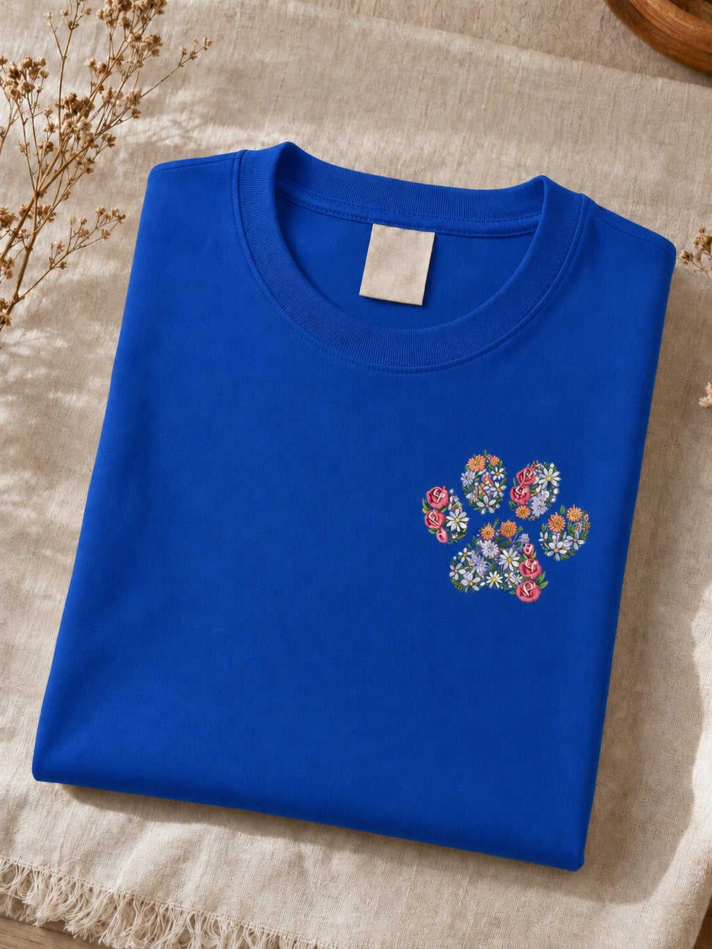 Dog Cat Lover Floral Paw Print Graphic Tee Unisex Pet Lover Shirt