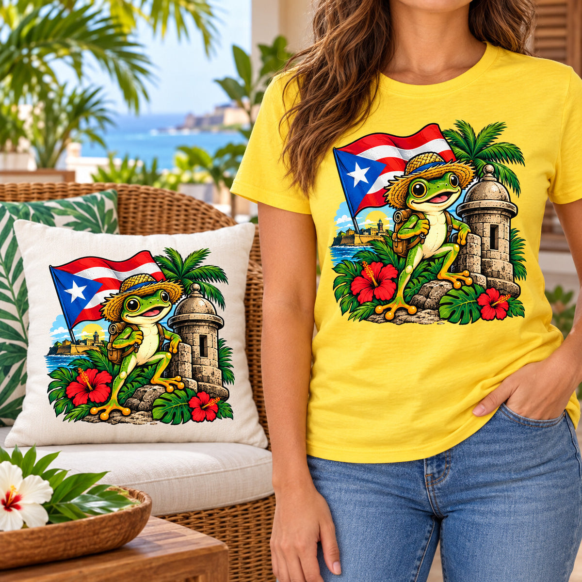 4Pcs Tropical Coqui Frog DTF Transfers Puerto Rico Design 10 Inch