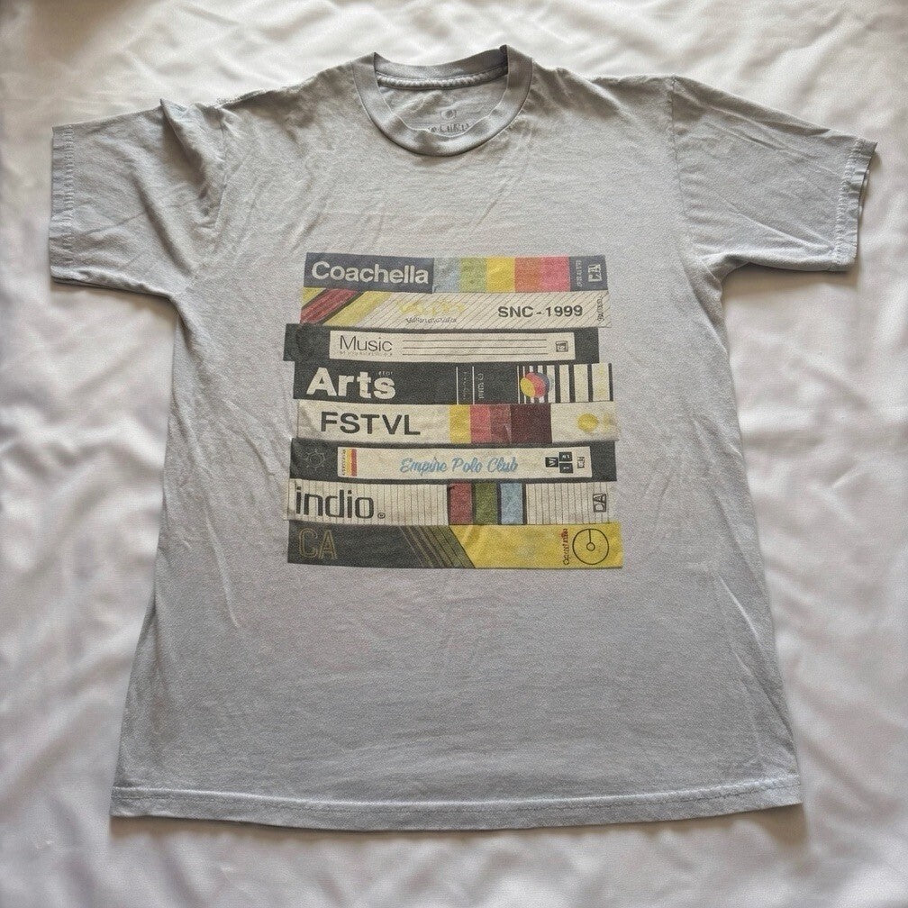 Vintage Coachella Festival Gray T-Shirt Size S Vintage Wristband Graphic Merch