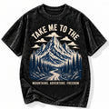 Acid Wash Black Tee Take Me to the Mountains Graphic Vintage Nature