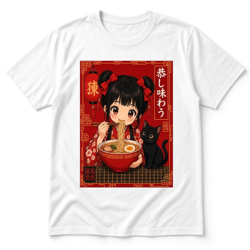 4pcs 10" DTF Transfer Anime Girl Ramen Black Cat Iron On Heat Press Shirt