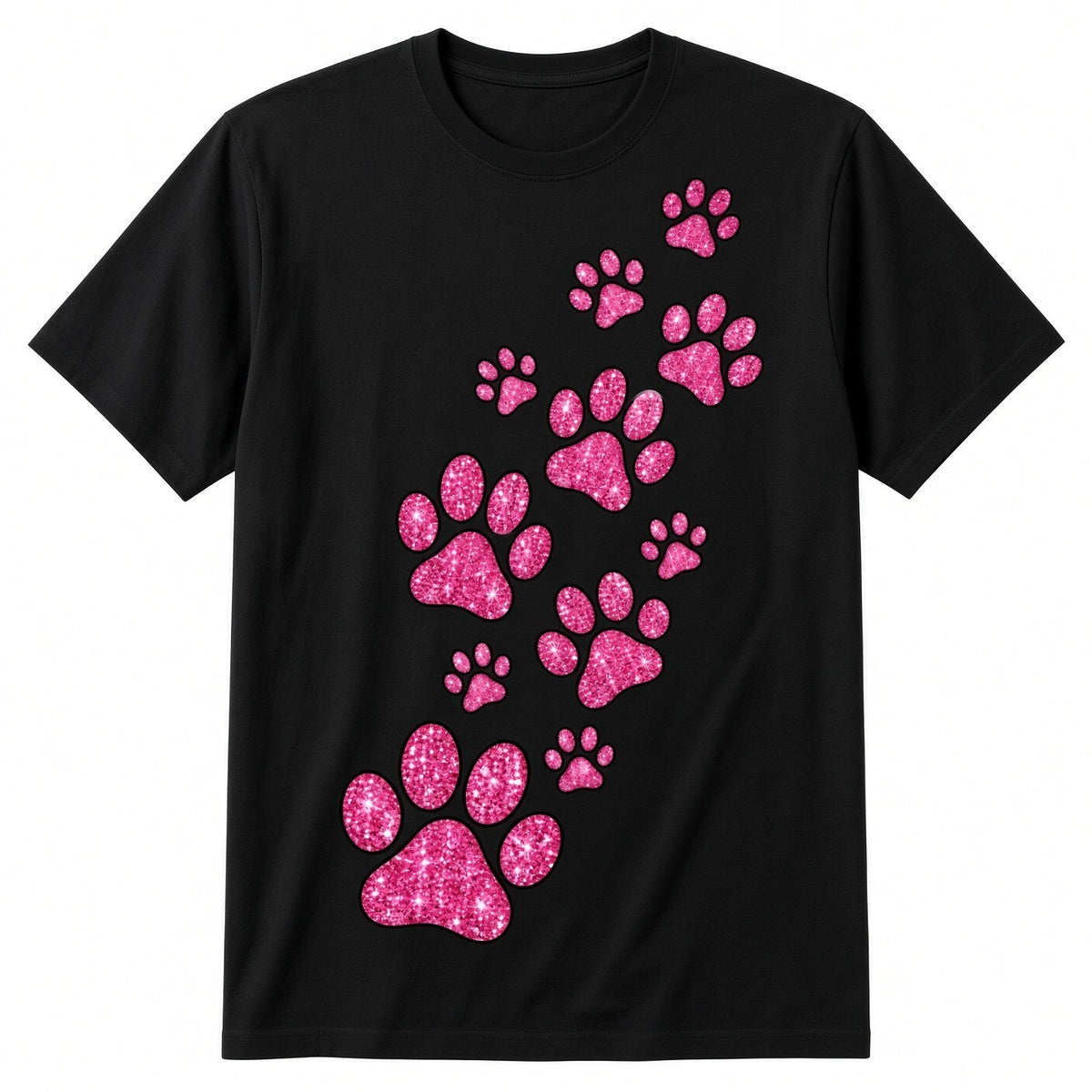 Pink Glitter Paw Print DTF Transfer 10" Pk4 Dog Cat Heat Press