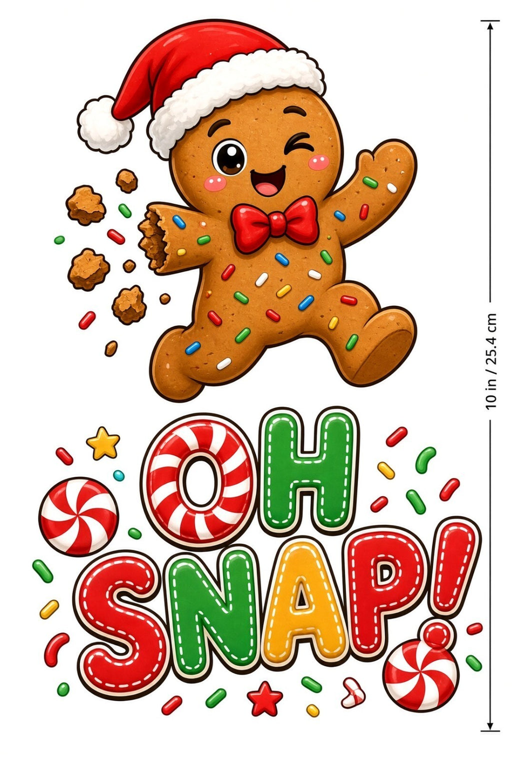 4pcs 10in Oh Snap Gingerbread Santa Hat DTF Transfer