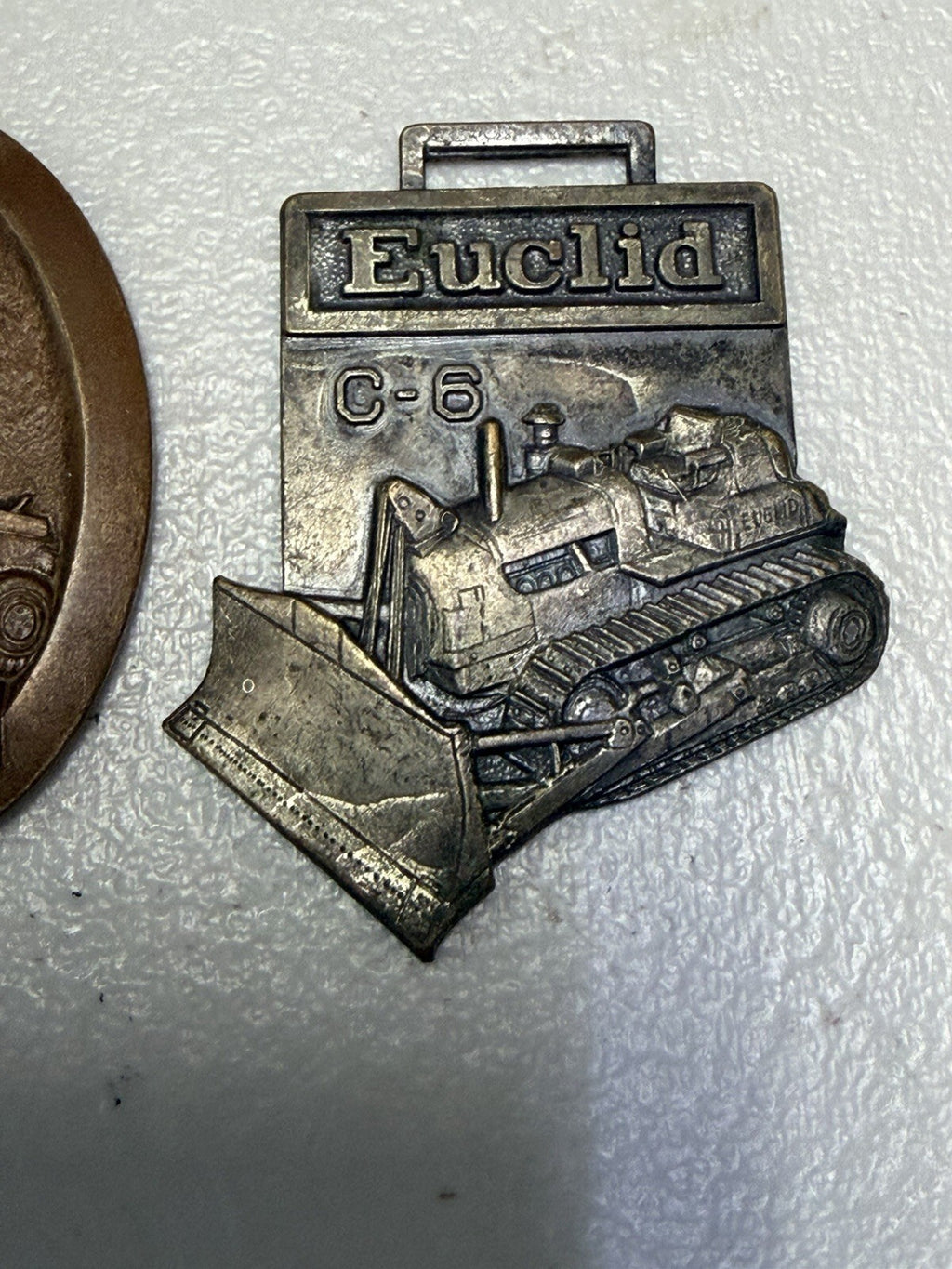 Vintage Euclid Heavy Equipment Metal Belt Buckles PK2 Dump Truck & C-6 Dozer