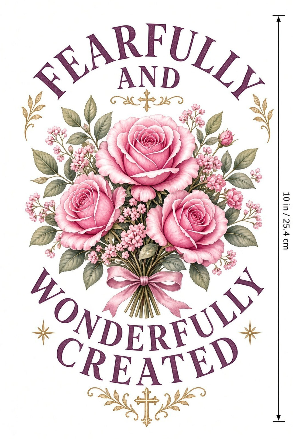 4pcs 10in Fearfully Wonderfully Created Roses DTF Transfer