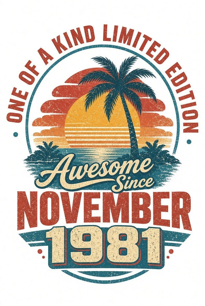 4pk 10" Awesome Since November 1981 Limited Edition Sunset DTF Transfer