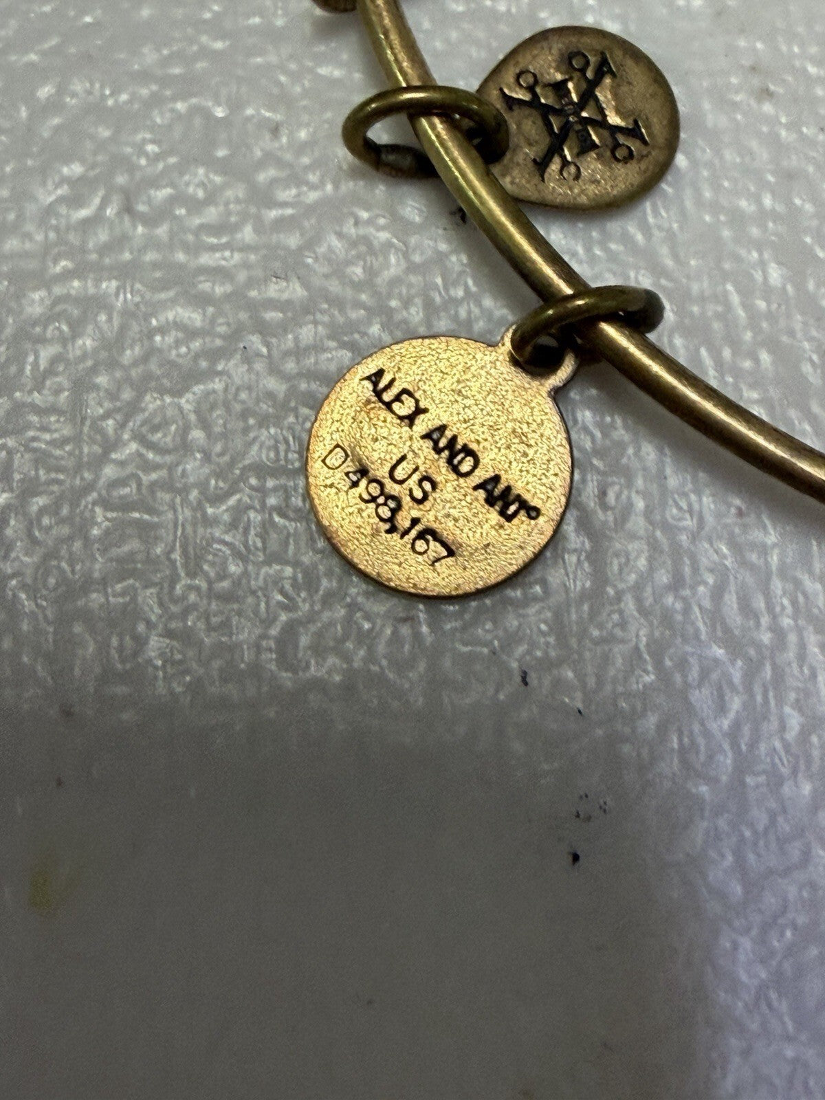 Alex and Ani Compass Charm Expandable Bangle Bracelet Gold Tone Adventure