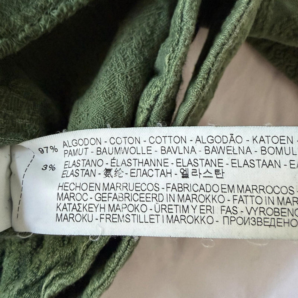 Zara Basic Women’s Green Jacquard Quilted Bomber Jacket Size S Belted Zip