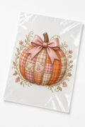 PK4 Patchwork Pumpkin DTF Transfer 10in Fall Floral Plaid Bow Heat Press Film