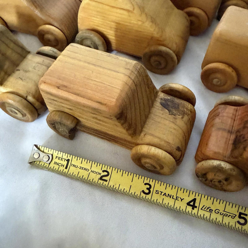 Vintage Handmade Wooden Toy Cars & Trucks Lot 20 Pc Rustic Pine Folk Art
