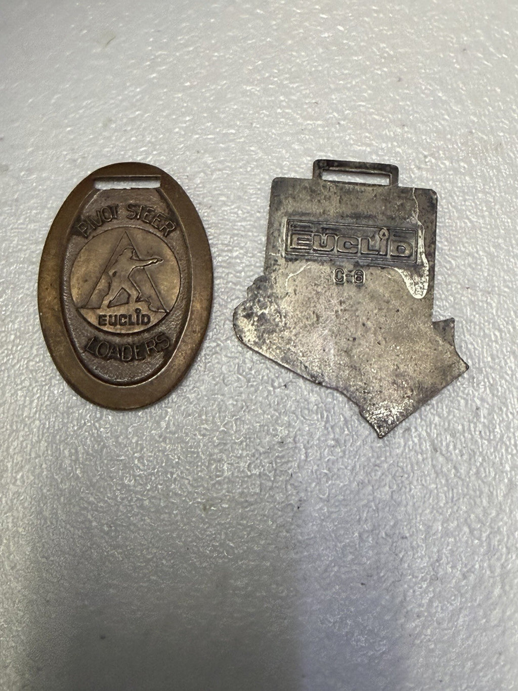 Vintage Euclid Heavy Equipment Metal Belt Buckles PK2 Dump Truck & C-6 Dozer