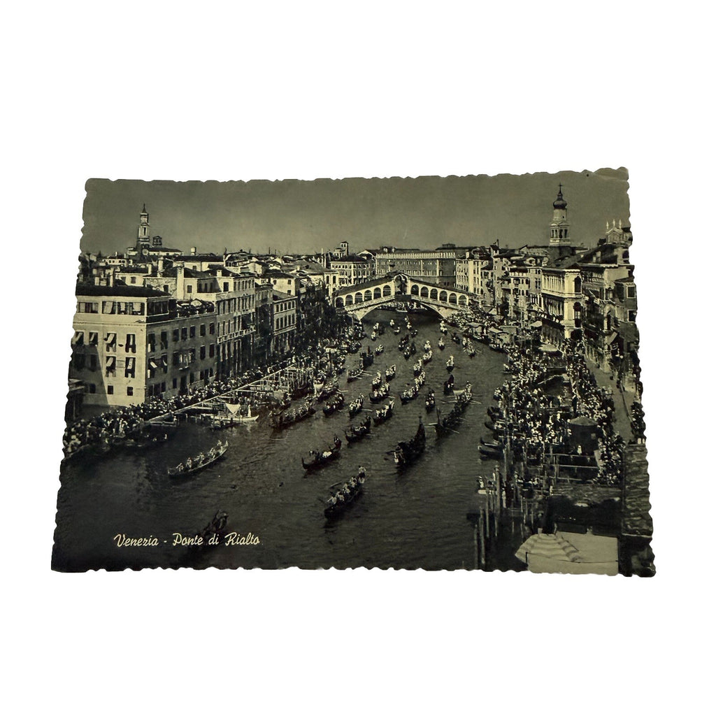 Venezia Ponte di Rialto Postcard | Rialto Bridge Venice Grand Canal Gondolas