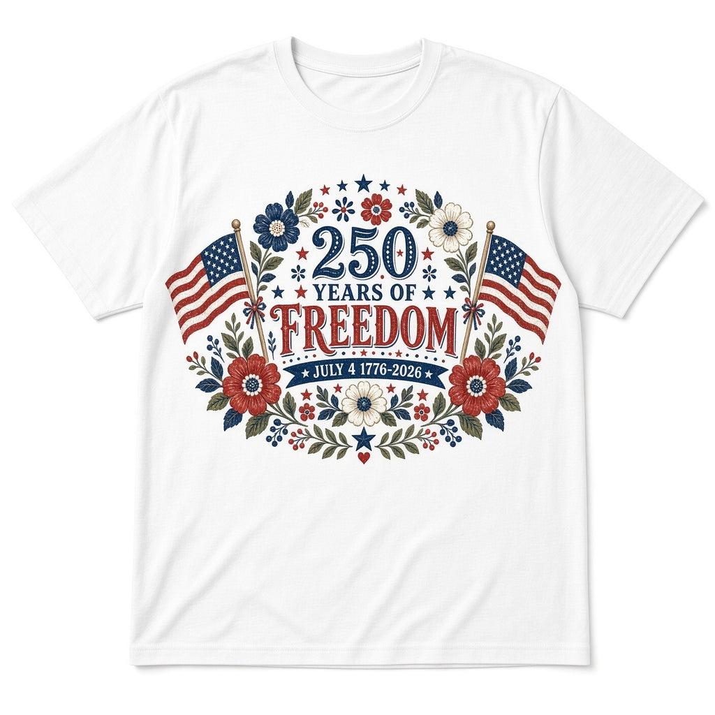4Pcs 10" 250 Years of Freedom DTF Transfers 1776-2026 Floral Flag Iron On