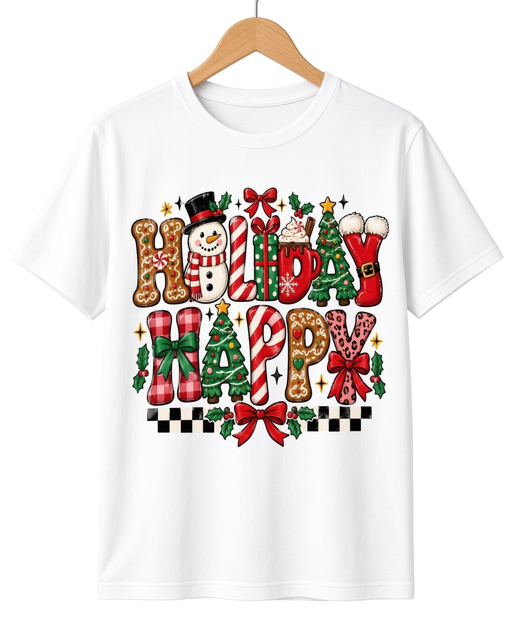 4pcs 10in Holiday Happy Gingerbread Letter Christmas DTF Transfer Ready to Press