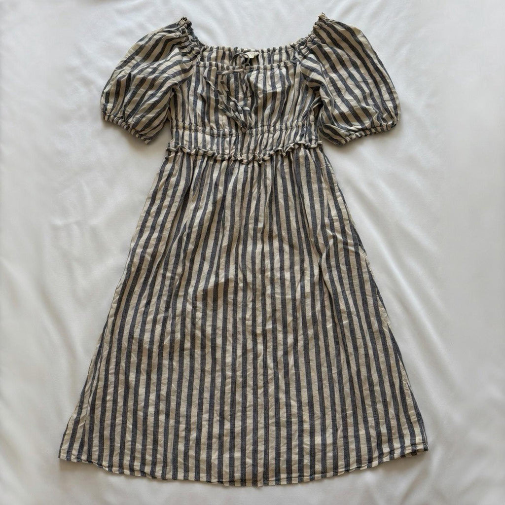Universal Thread Striped Smocked Off-Shoulder Puff Sleeve Dress M