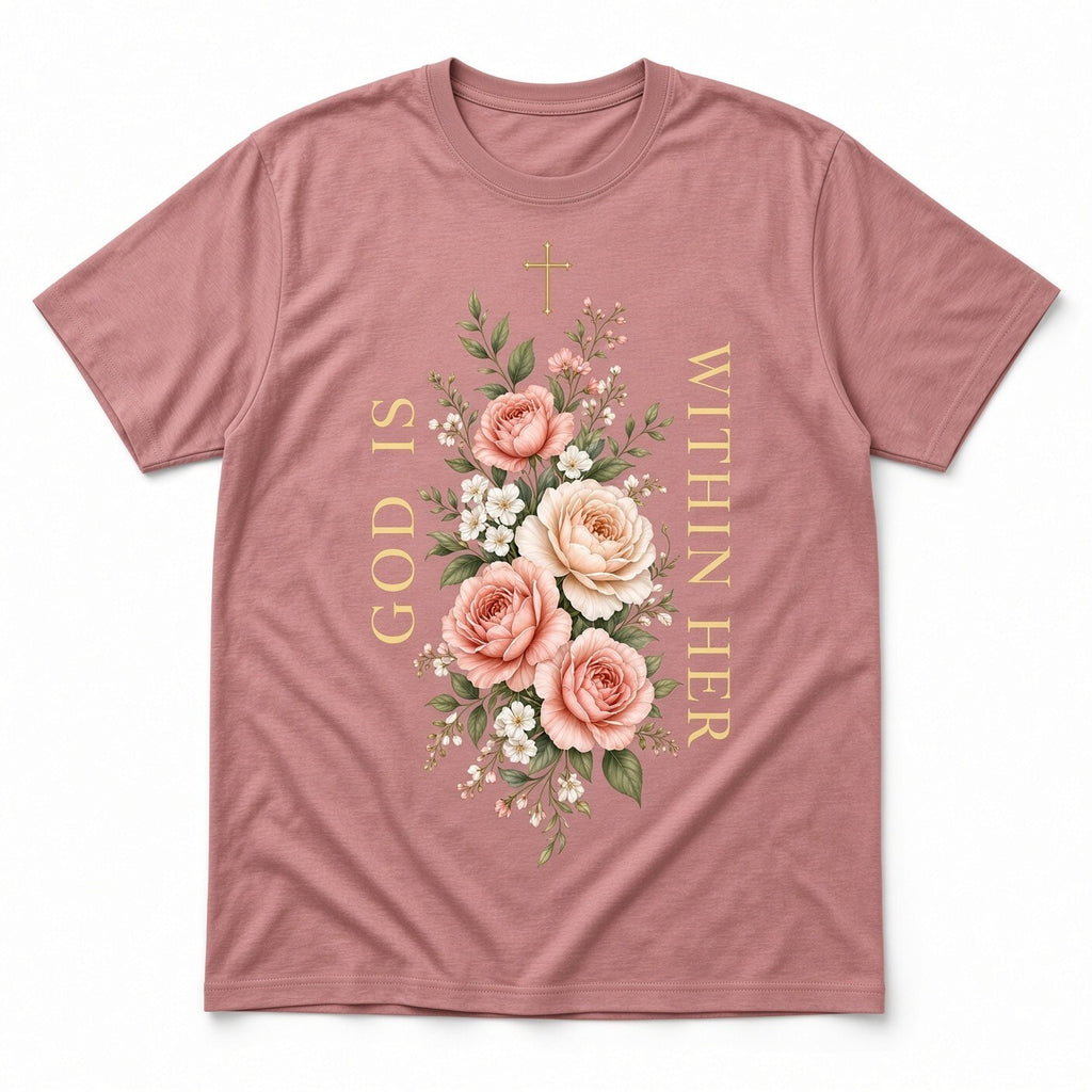 4Pcs 10" God Is Within Her Floral Cross DTF Transfer Heat Press