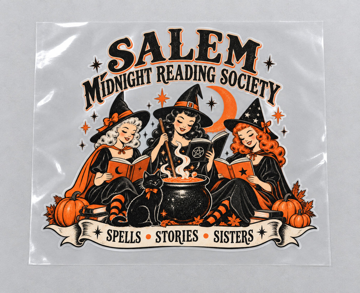 4 Pack Salem Witch Book Club DTF Heat Transfers Halloween 10 Inch