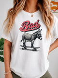 Bad Donkey Skateboard T-Shirt Funny Vintage Graphic Tee Black Royal Blue White