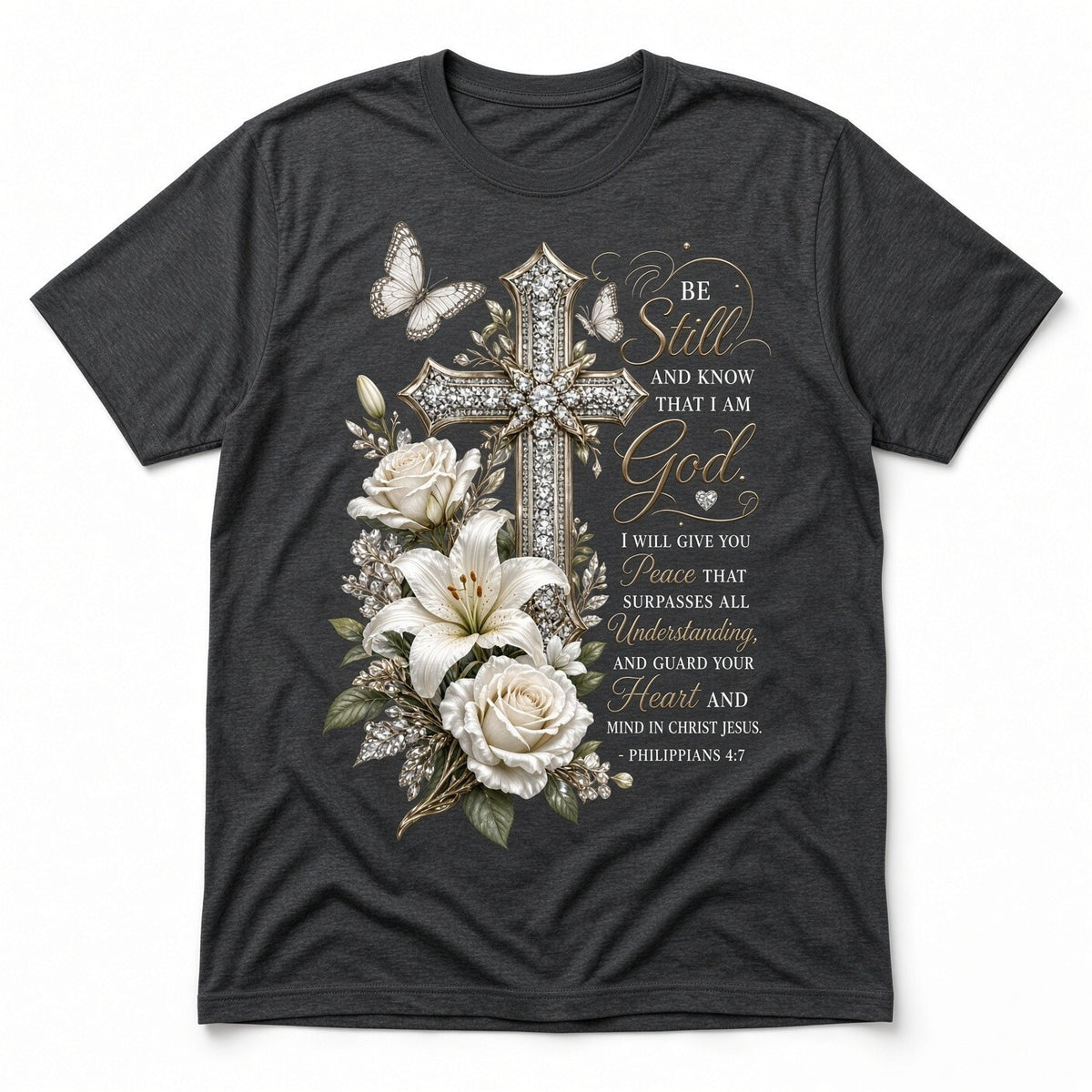 4Pcs 10" Be Still and Know I Am God Cross DTF Transfer Heat Press