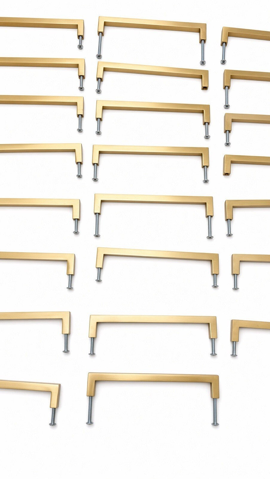 Set of 23 Brushed Gold Cabinet Drawer Pull Handles Modern Square Bar Hardware