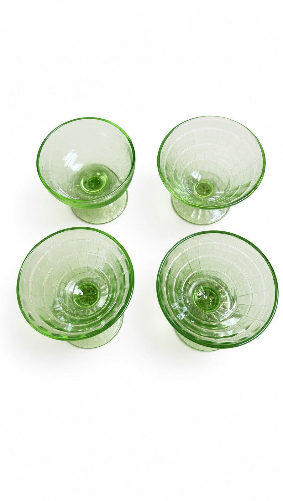 Vintage Green Glass Sherbet Dessert Cups Set of 4 Pedestal Mix Styles 1 Chip