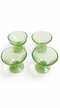 Vintage Green Glass Sherbet Dessert Cups Set of 4 Pedestal Mix Styles 1 Chip
