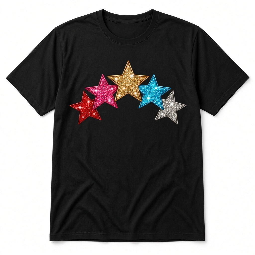 4PCS 10in Colorful Glitter Star DTF Heat Transfers