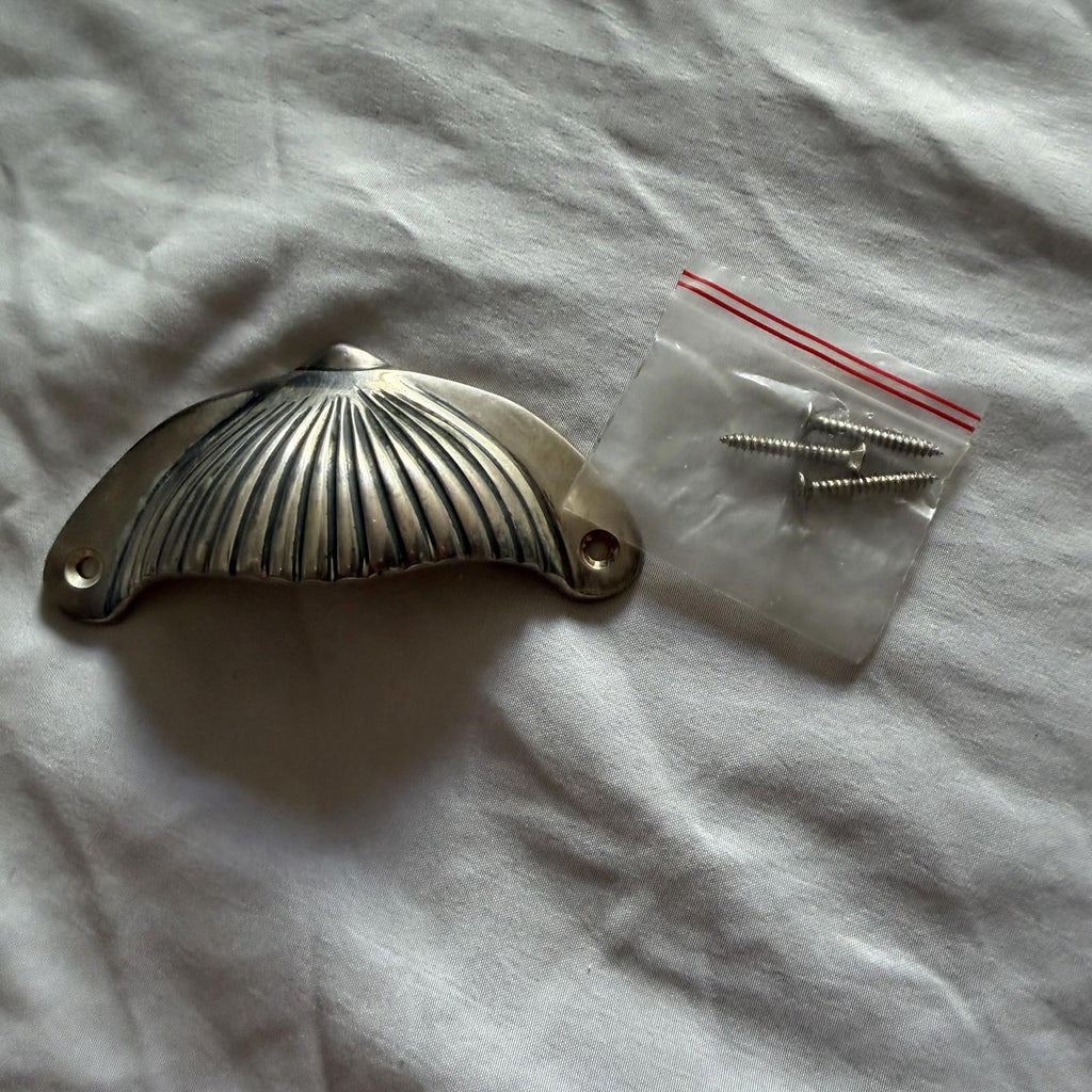 Restoration Hardware Shell Cup Drawer Pull Cabinet Handle 4” w/ Screws