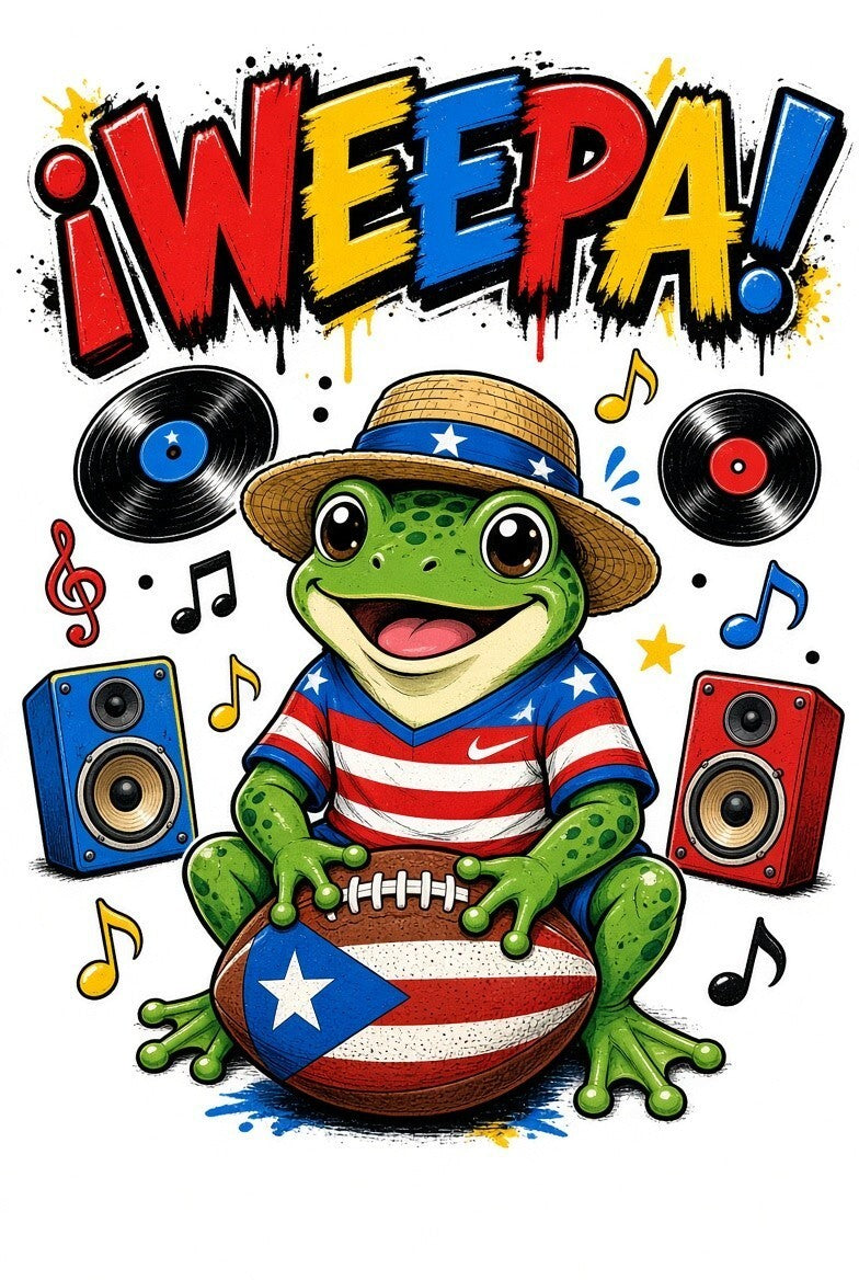 4pc 10" Weepa Coqui Frog Puerto Rico Flag Football DTF Transfer Ready to Press