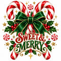 Sweet & Merry Candy Cane DTF Transfer Ready to Press Christmas Print