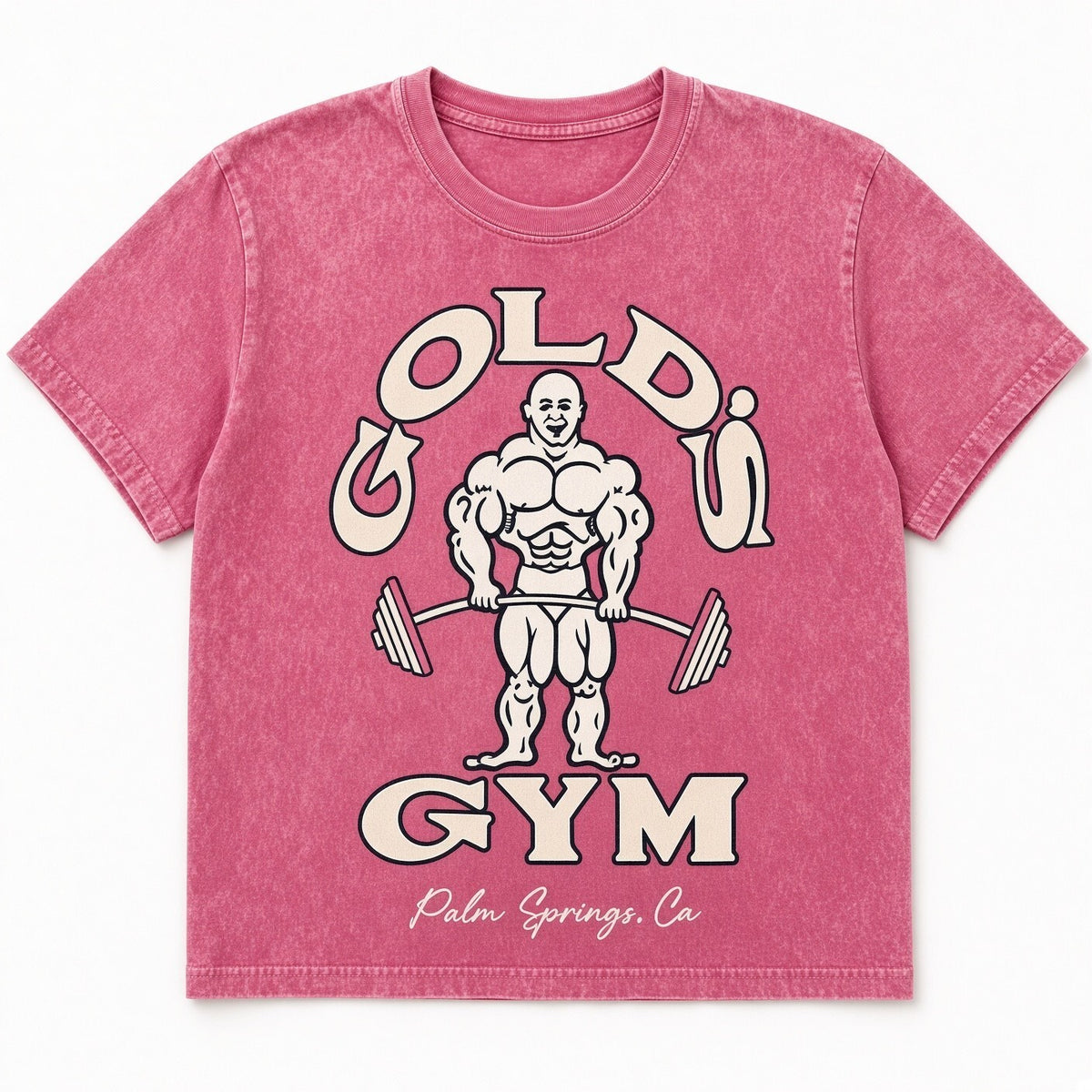 Acid Wash Pink Tee Vintage Bodybuilder Gym Graphic Shirt Palm Springs Style